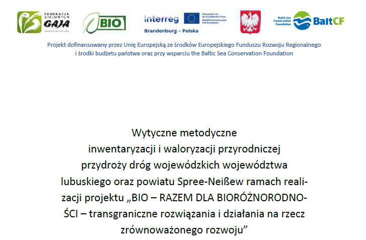 Założenia metodyczne do inwentaryzacji i waloryzacji przyrodniczej alej przydrożnych w ramach projektu BIO